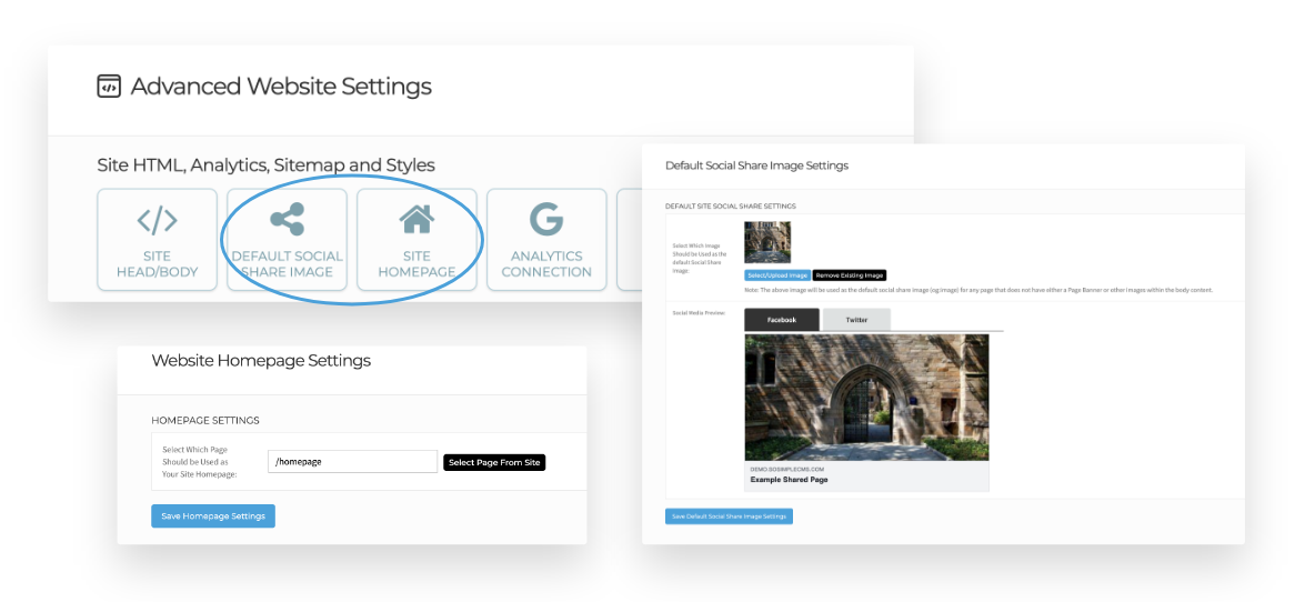Advanced Website Settings options