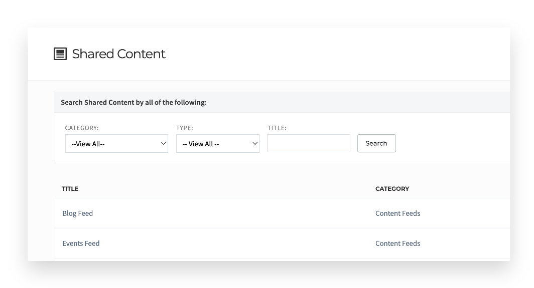 Shared Content advanced search options