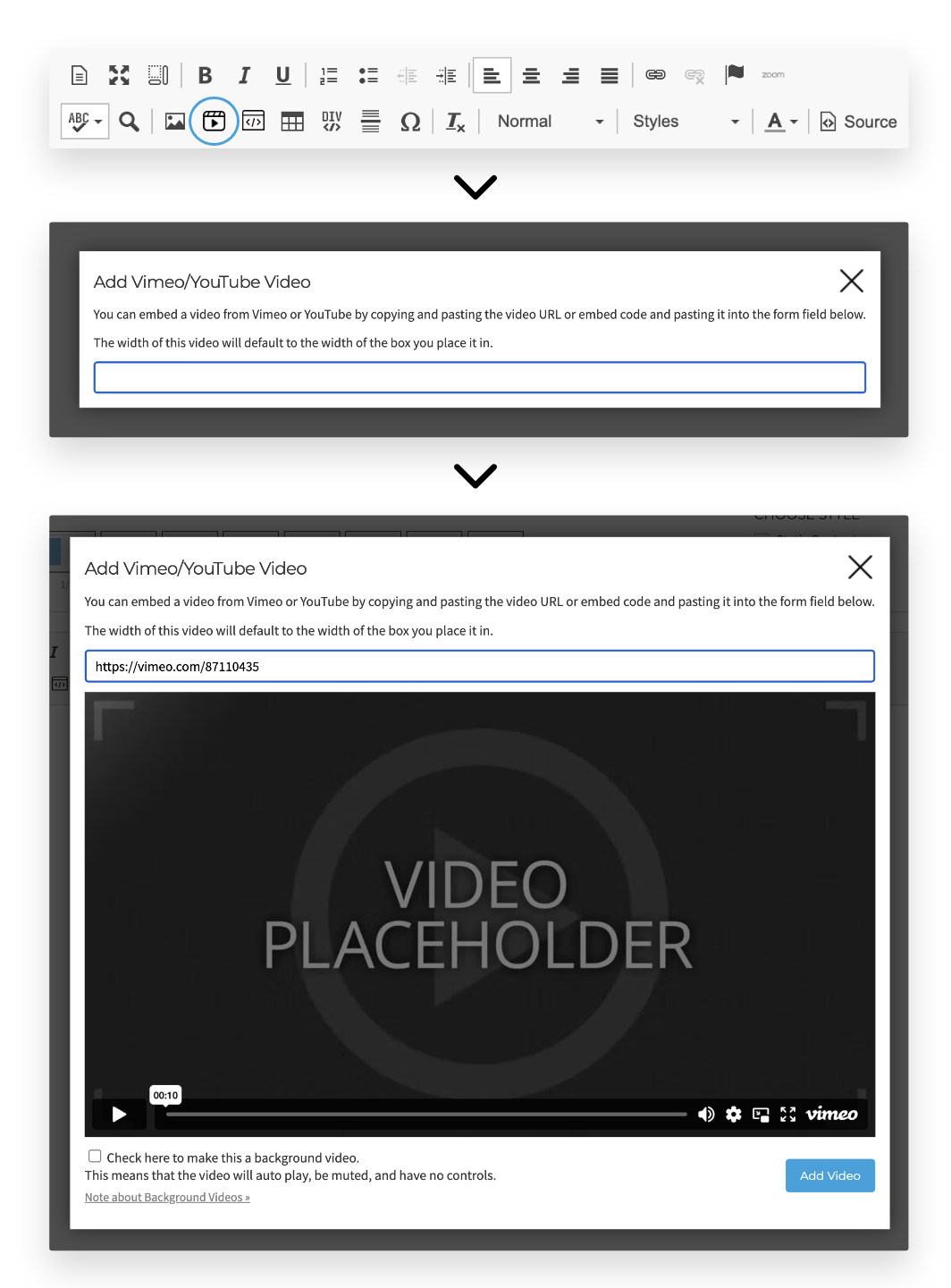 new video embed process