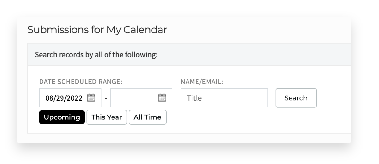 Scheduler quick filters