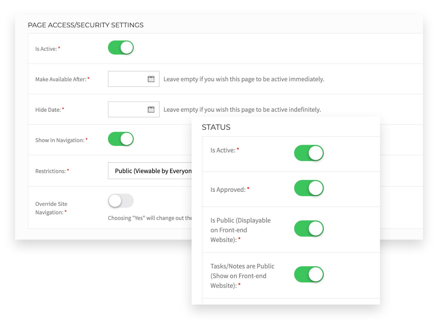 toggle on/off switches