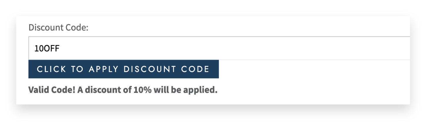 Discount Codes Front-end View