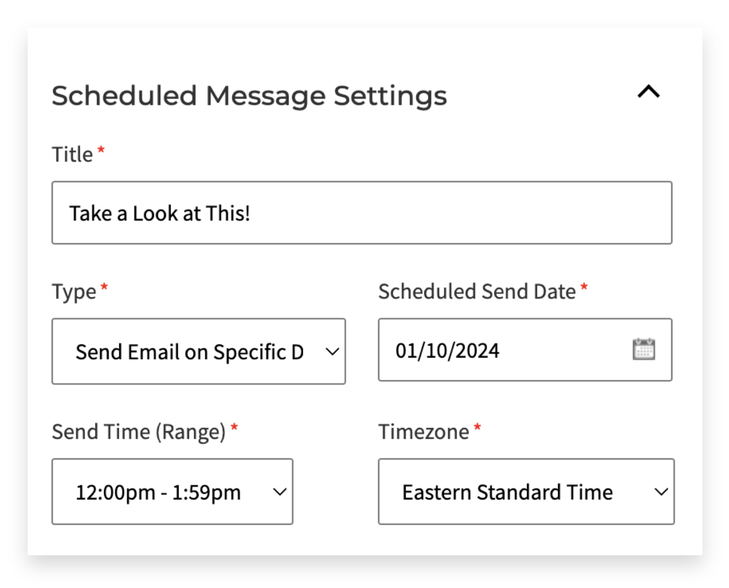 Scheduled Email time range sample