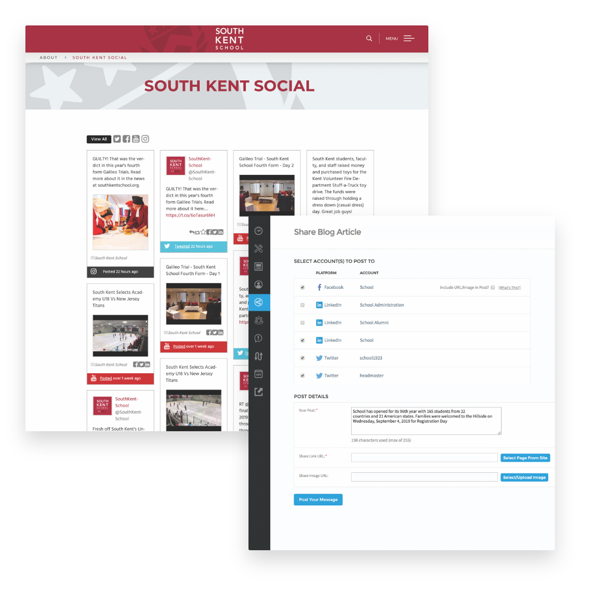 Social media mashup page and social media hub example image